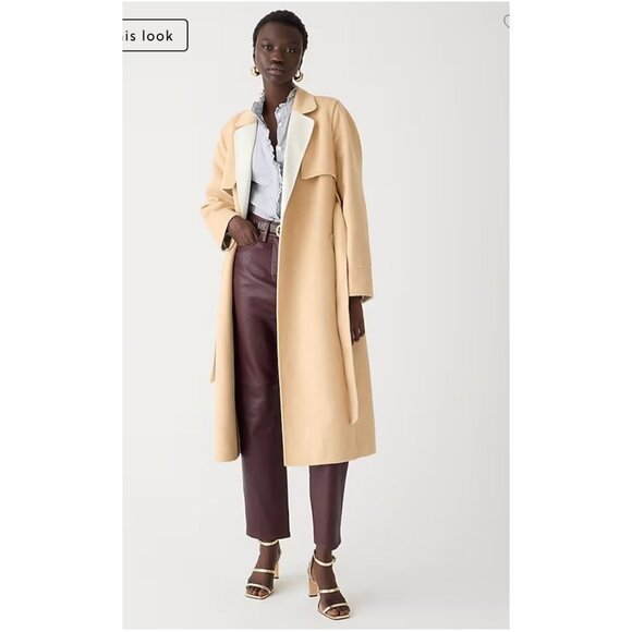 J.Crew $398 Harriet Trench Coat Natural Sand Size L BU070 - Picture 2 of 8